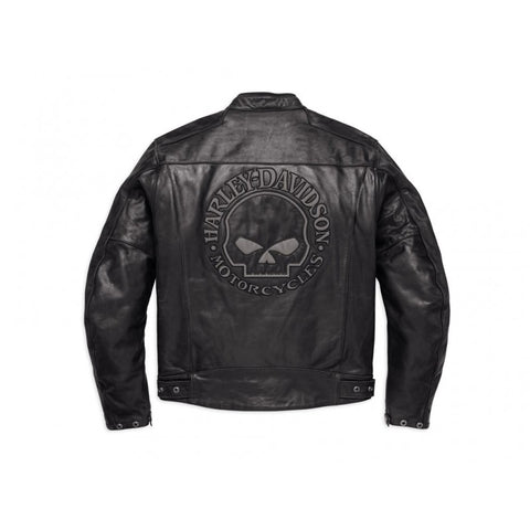 JACKET-LEA,REFLECTIVE SKULL,BL