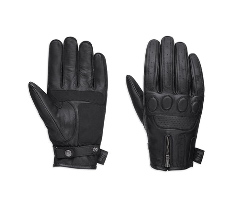 GLOVE-BL,F/F,1SKULL,LTHR,MENS,